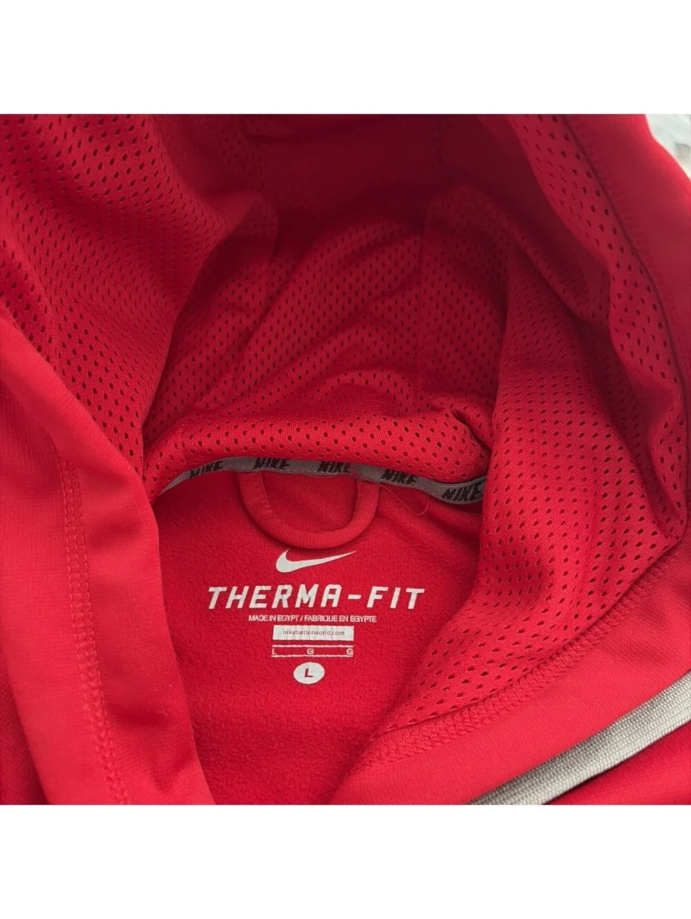 Nike Men's Therma-FIT Red Pullover Hoodie Fleece Long Sleeve Pockets Size L
